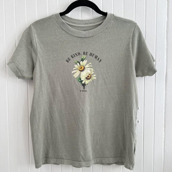 O’Neil “Be Kind, Be Human” Graphic Floral Tee Size Small/Medium - Picture 2 of 5